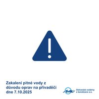 Upozornění na zhoršené senzorické vlastnosti pitné vody